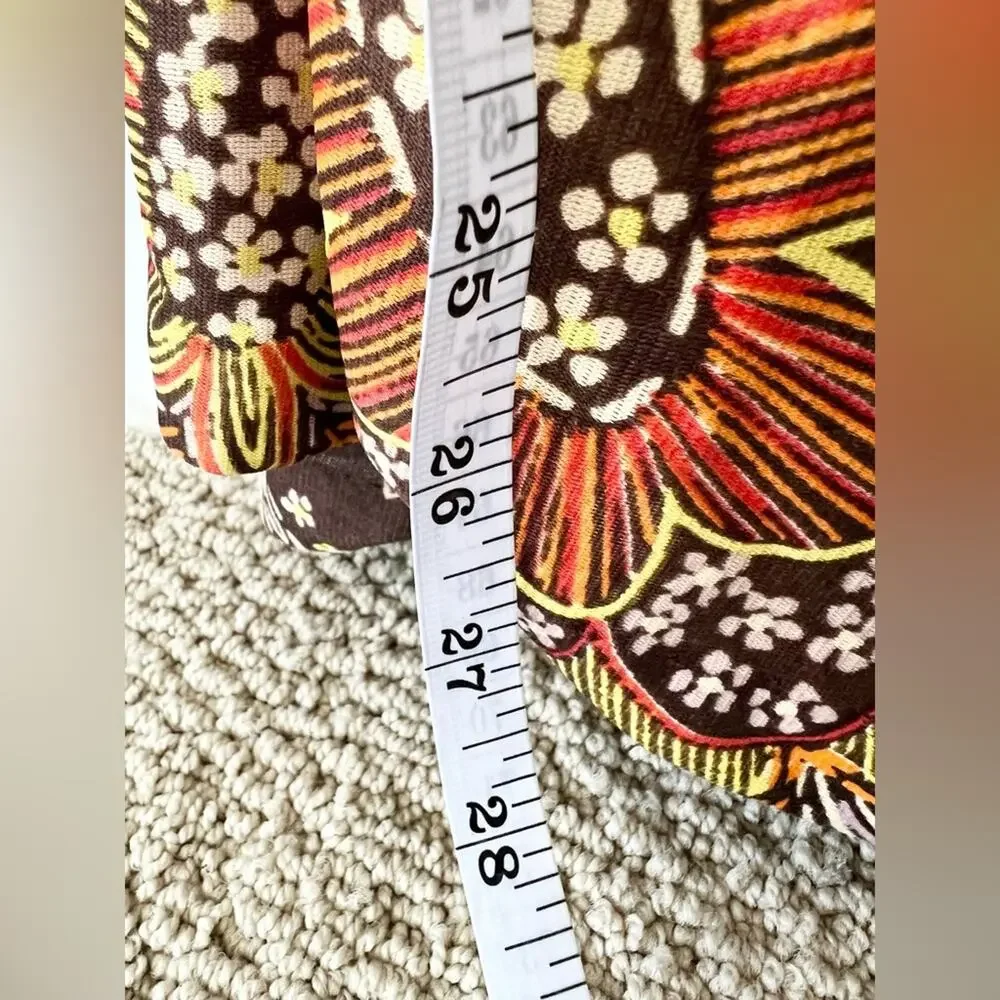 Vintage wide leg paisley jumpsuit 60s 70s brown Peter Pan collar S fall RARE - Picture 12 of 12